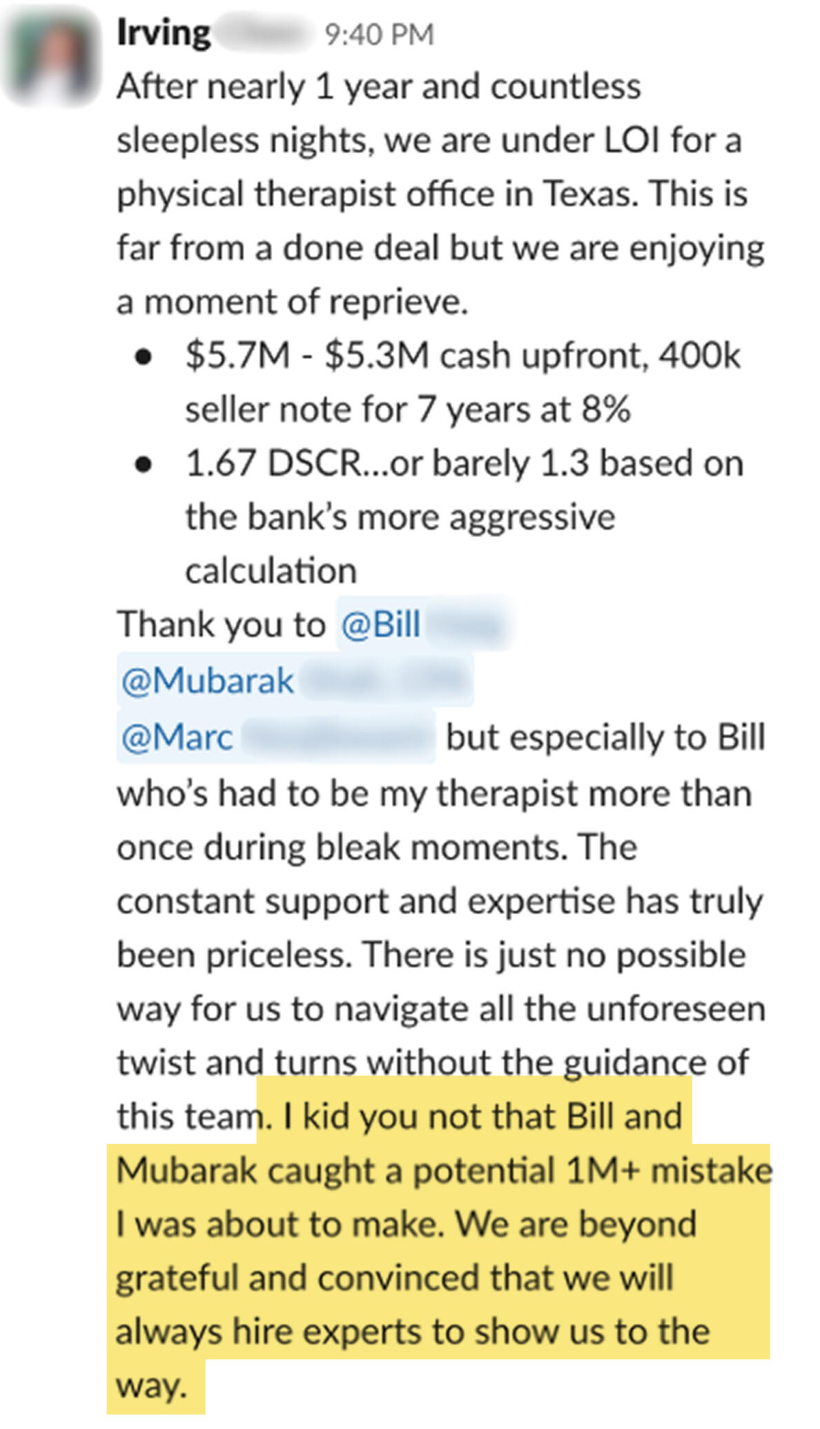 Irving testimonial Irving testimonial