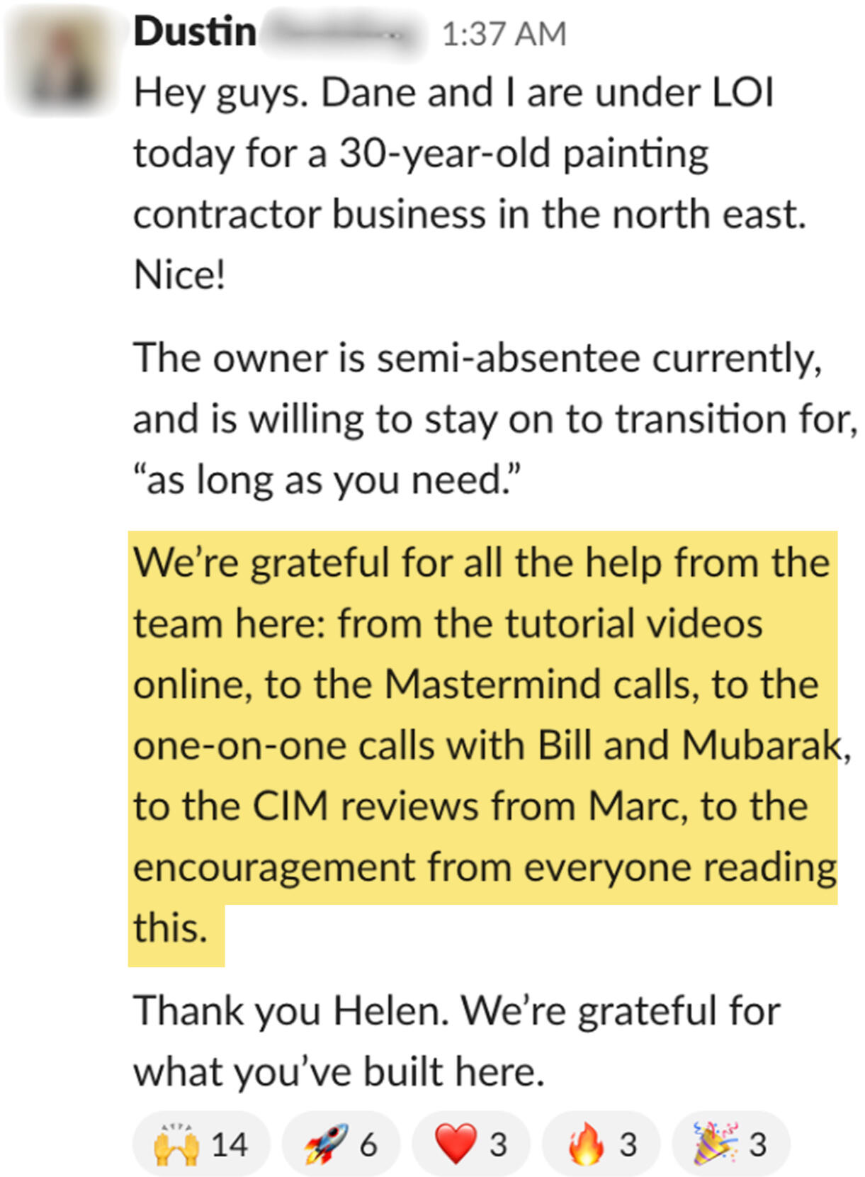 Dustin testimonial Dustin testimonial